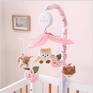 New The Peanutshell Pink Baby Crib Mobile with music box
